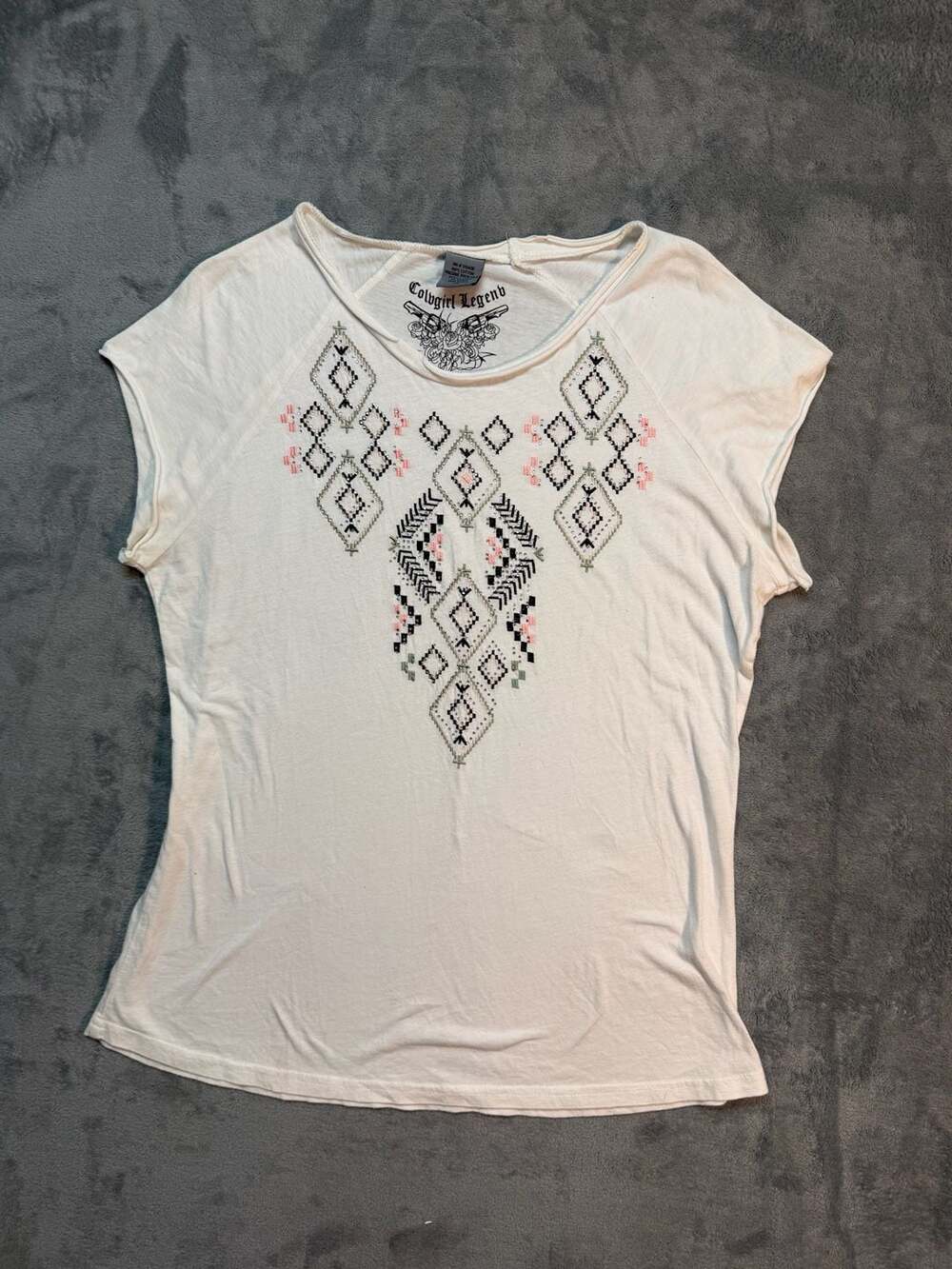 Cowgirl Legend Women's Short Sleeve Embellished Graphic T-Shirt